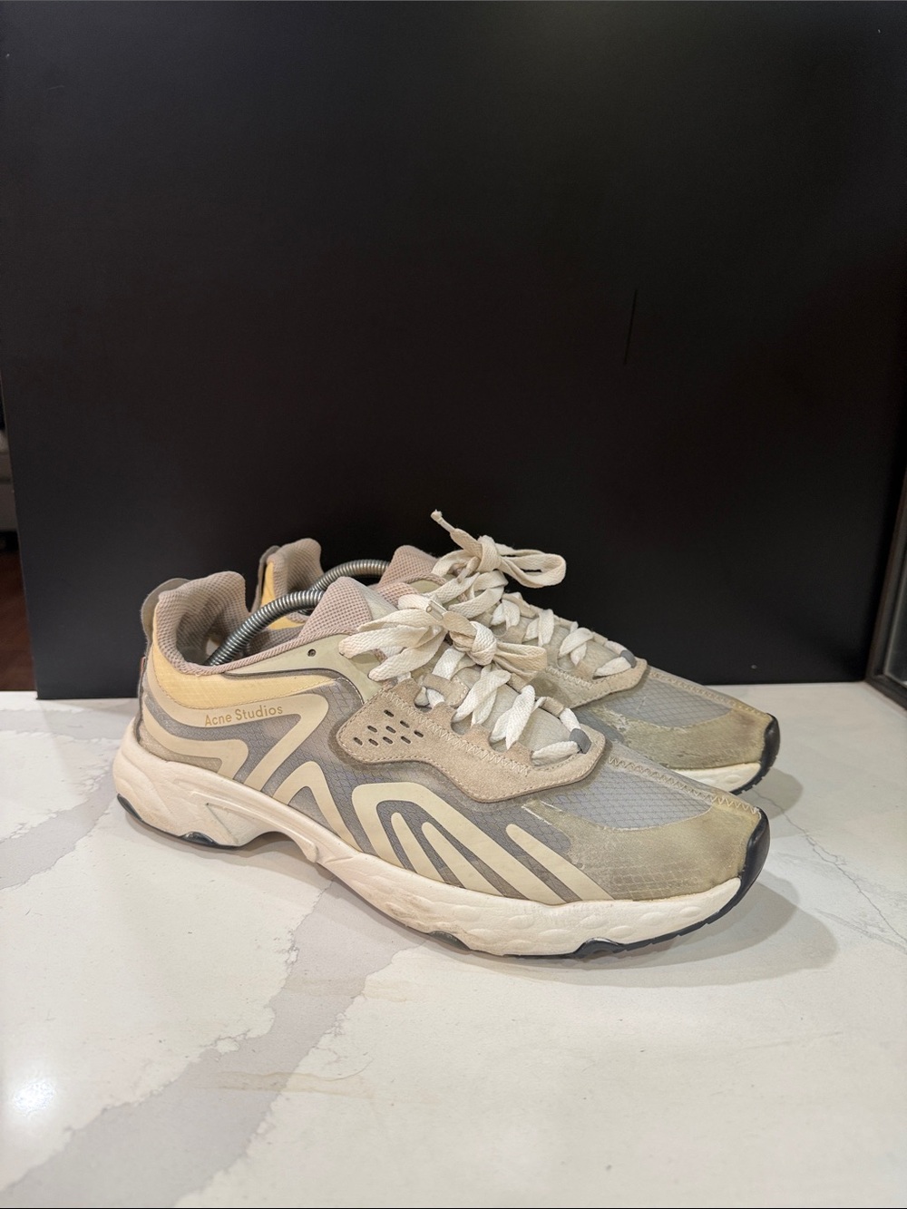 Acne Studios Neutral Beige and Gray Runner Sneakers